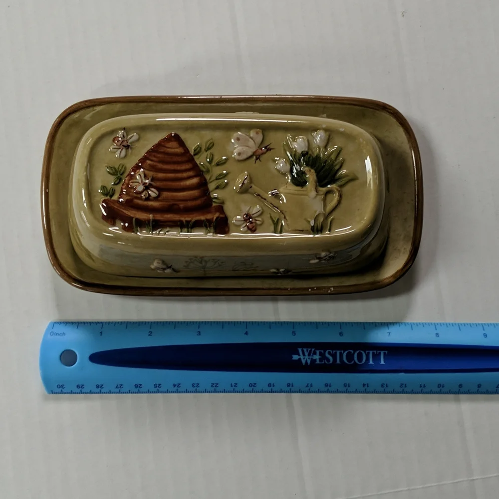 222 Fifth, primitive decor, butter dish